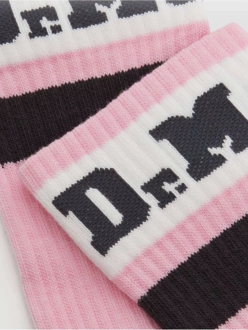 Dr. Martens Pink, White & Black Organic Cotton Striped Socks - 3 Pack S/M